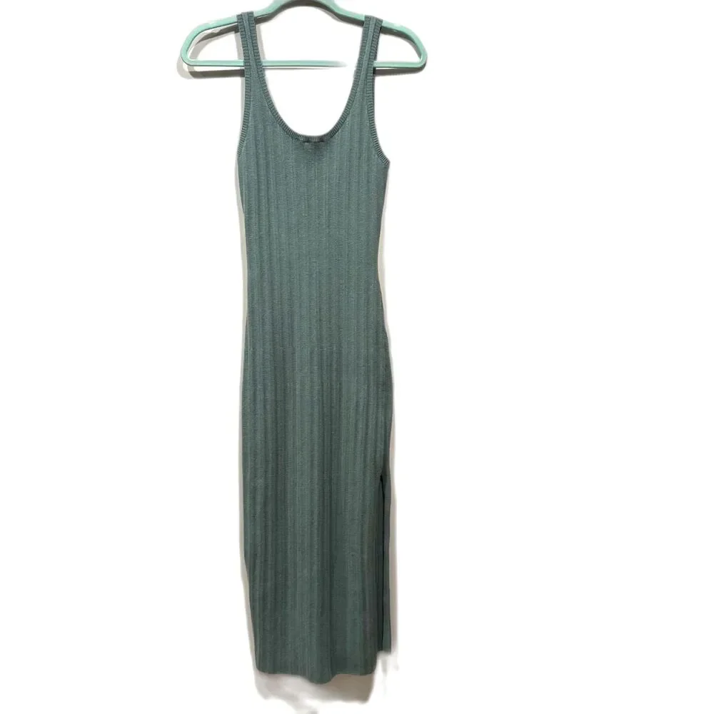 NWT Abercrombie & Fitch Maxi Dress Bodycon Ribbed Knit Tank Green Women sz Small
